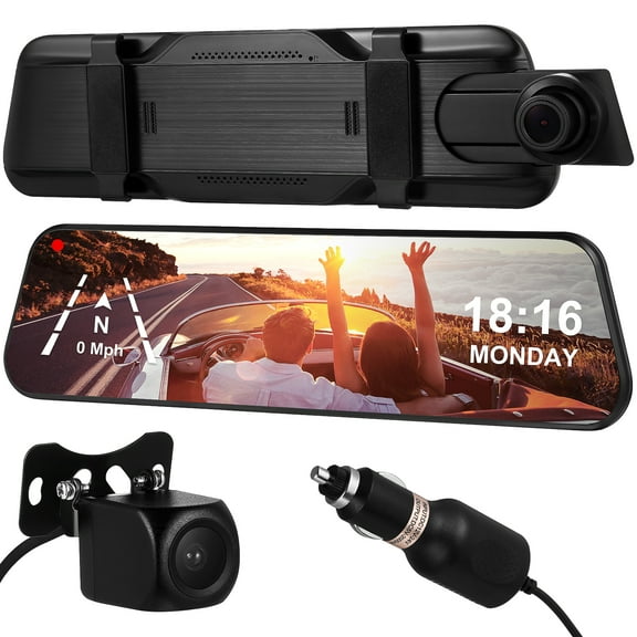 Vosarea Streaming Media Mirror Dash Cam for Parking Black ABS 1 Set