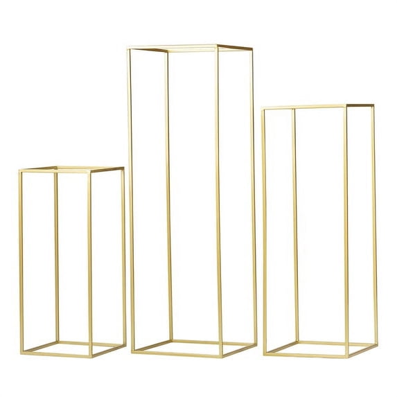 1 Set, Modern Rectangular Tall Metal Frame Stand Centerpiece (3 Pcs/Set) - Gold for Party and Wedding