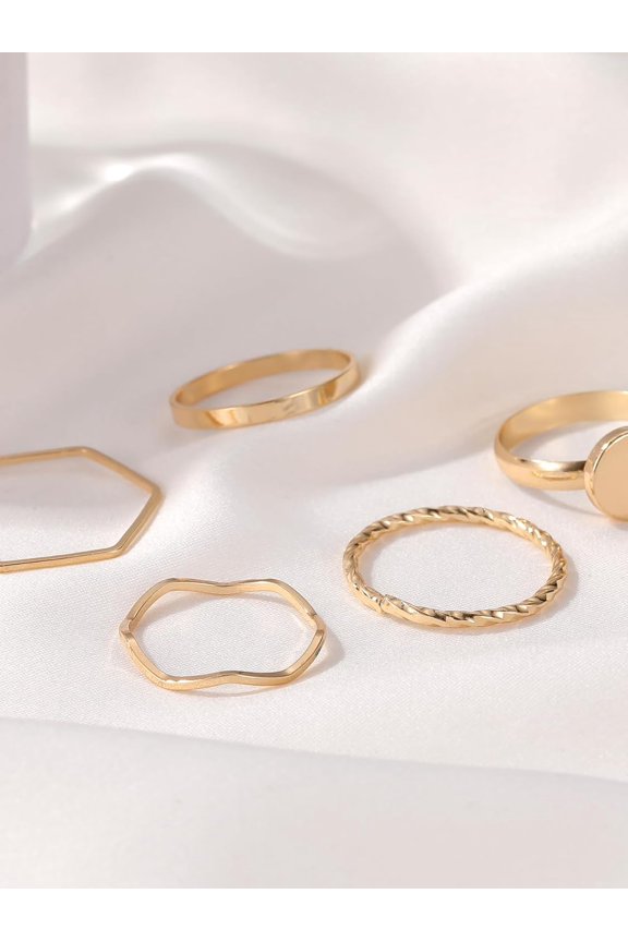 1 Set Moon Star Ring Set Moon Star Knuckle Rings Set Promise Rings Trendy Elegant Rings Engagement Ring Jewelry Gifts for Women Birthday Wedding Prom Valentine's Day Elegant Gifts Golden DIY