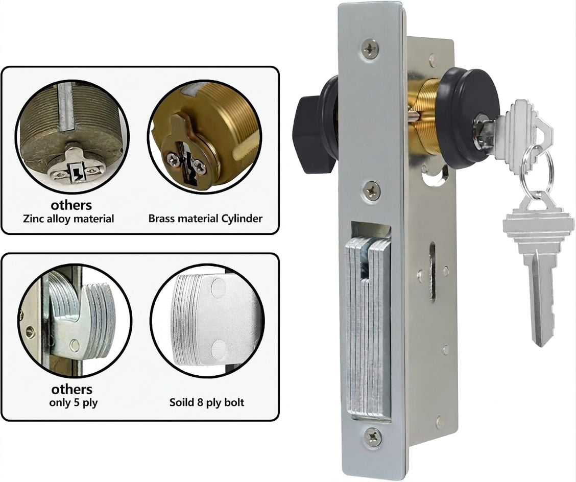 1 Set Mortise Door Lock with Thumbturn, 1-1/8