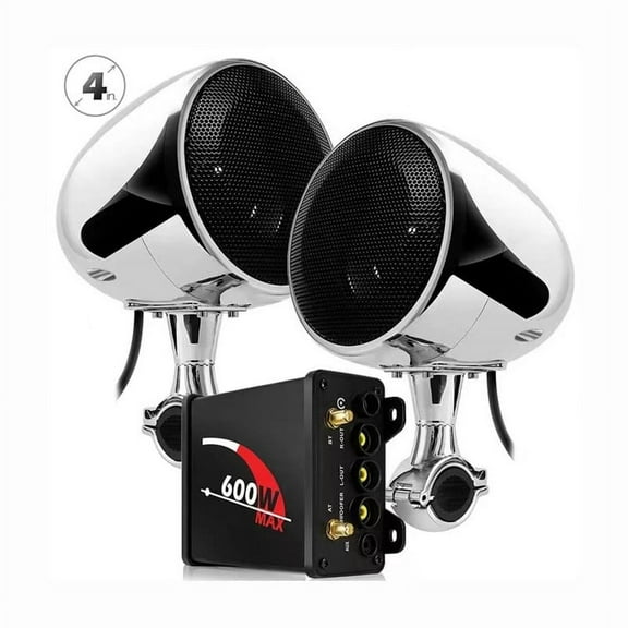 1 Set Motorcycle Audio System Bluetooth Stereo Sound Speakers with FM AUX 600W Amplifier