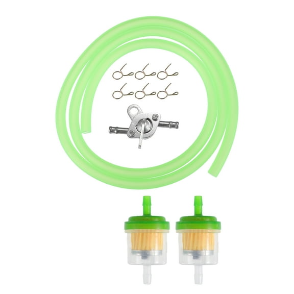 Unique Bargains 1 Set Motorcycle Fuel Line Clamps with 2 Fuel Filters Inline Shut Off Valve Petcock for CRF50 70 90 150CC ATV Moped Scooter Dirt Bike Green
