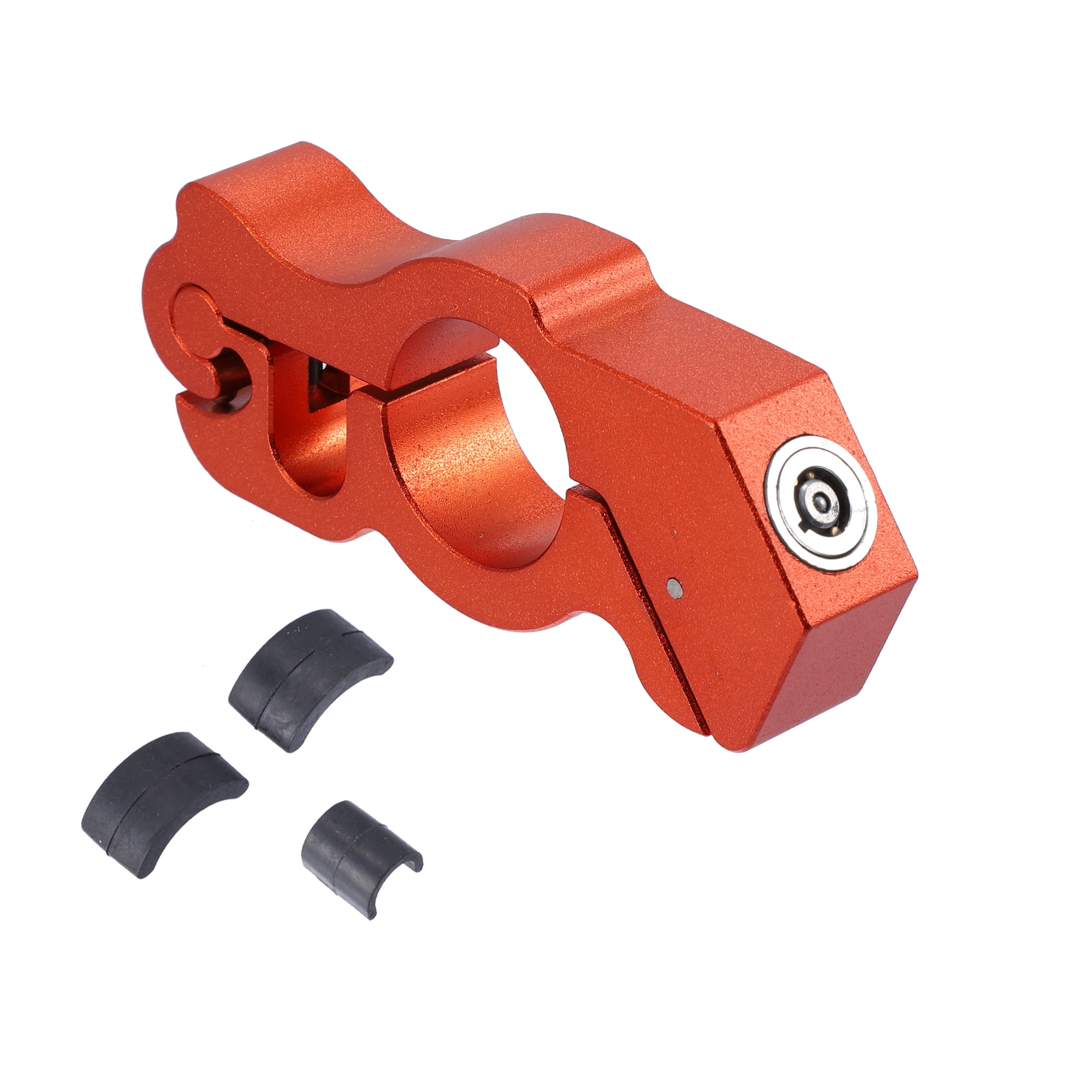 1 Set Motorcycle Lock Anti Theft Handlebar Grips Motorcycle Lock Aluminium Alloy Motorbike Lock with 2 Keys Orange