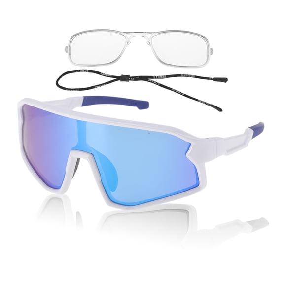 1 Set Motorcycle Riding Goggles Anti-glare PC Tri-Acetyl Cellulos UV400 Shades Glasses for Men and Women Blue Lens White Blue Frame