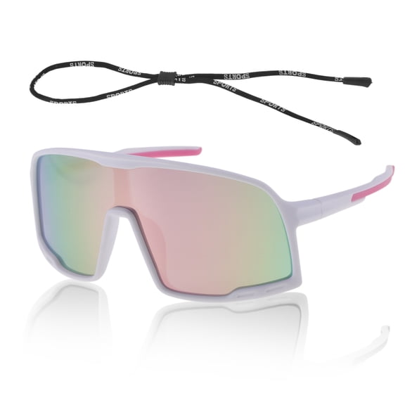 1 Set Motorcycle Riding Goggles Anti-glare Tri-Acetyl Cellulos PC UV400 Cycling Sunglasses Pink Lens White Pink Frame