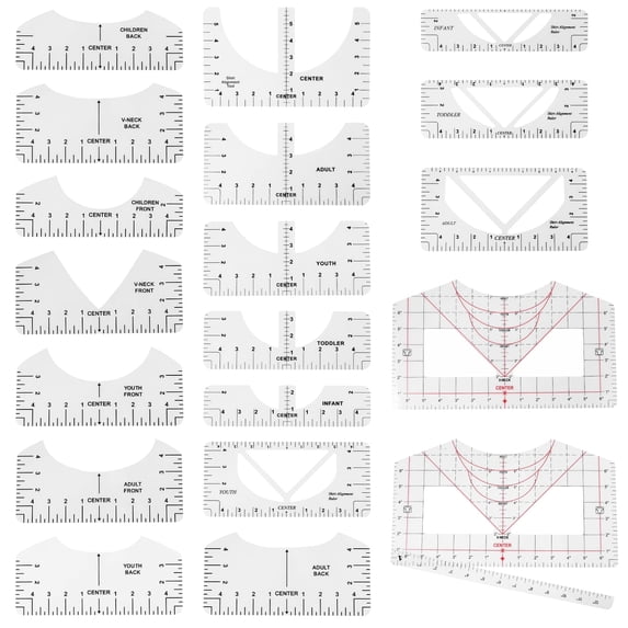 1 Set Multi Size Plastic Alignment Ruler Guide Professional Textural Calibration(transparent)