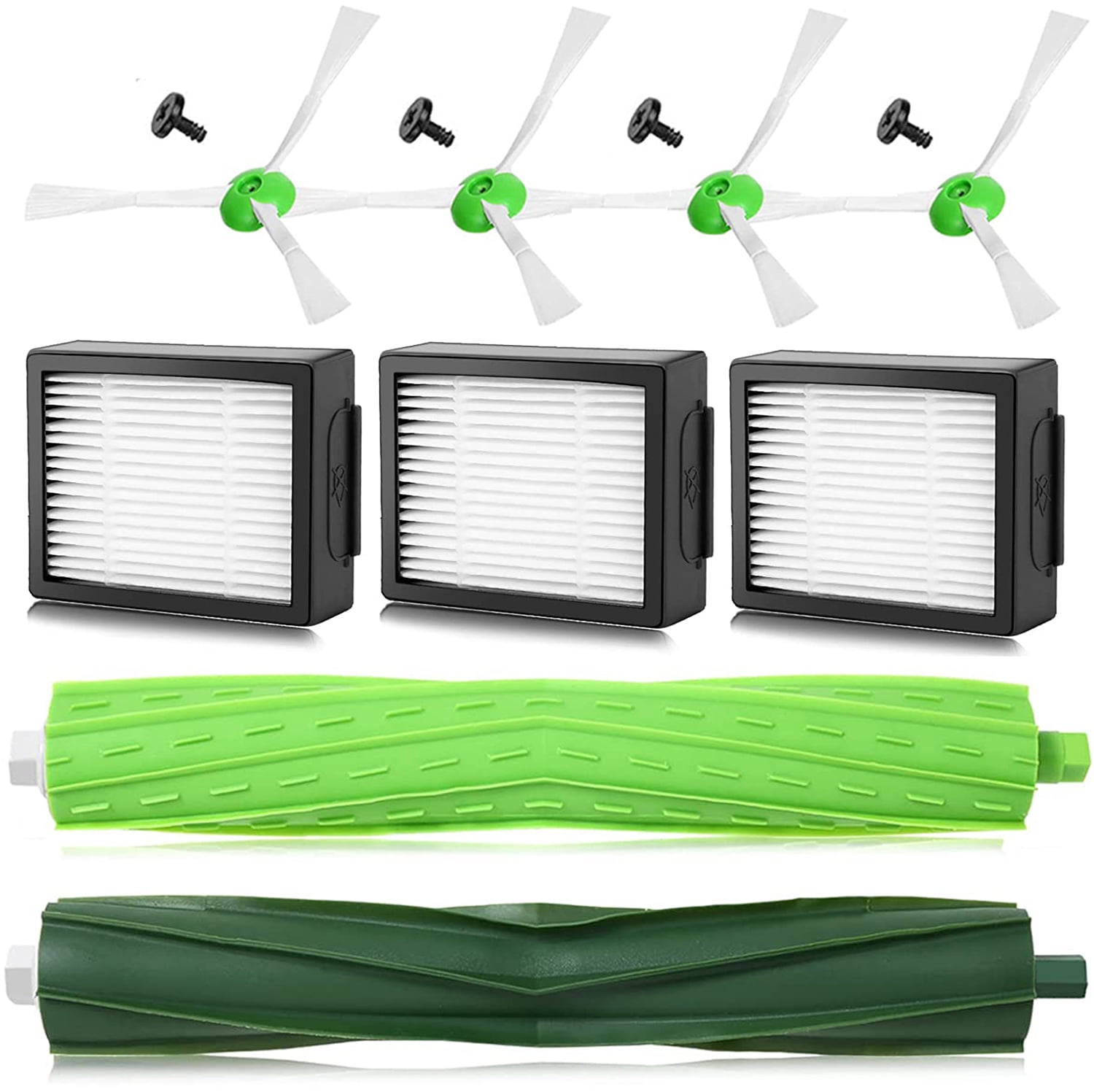 1 Set MultiSurface Rubber Brush + 3 HEPA Filters + 6 Edge Sweeping