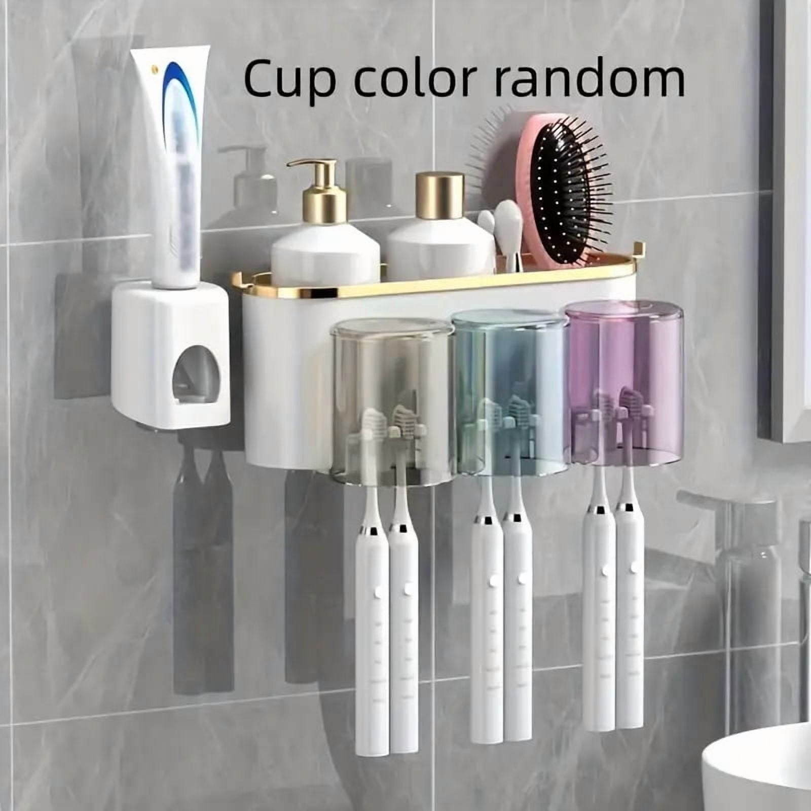 1 Set Multifunctional Toothbrush Rack and Mug Holder Wall Mounted ...