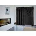 thumbnail image 1 of 1 Set Nada Black color Luxury Faux Jacquard Floral Design Panel, Rod Pocket Window Curtain Set total wide 120" inches Attached Valance, Panel, And Sheer 8 piece, 1 of 3