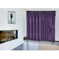 thumbnail image 1 of 1 Set Nada Purple color Luxury Faux Jacquard Floral Design Panel, Rod Pocket Window Curtain total wide 120" inches Set Attached Valance, Panel, And Sheer 8 piece, 1 of 3