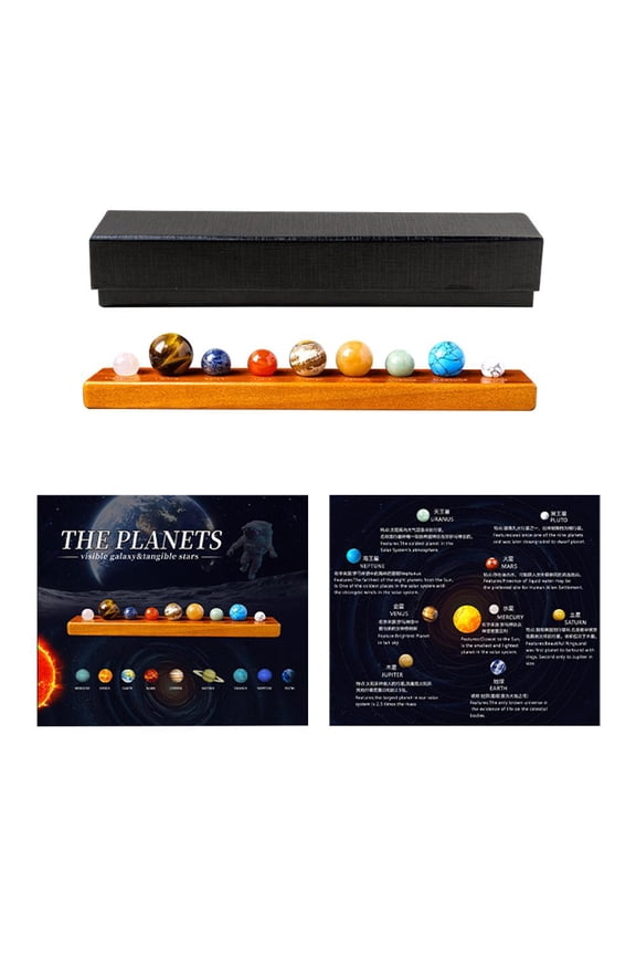 1 Set Natural Crystal 9 Planets Ball Solar Sun System Rock Quartz Beads Healing Energy Sphere Chakra Reiki Model Galaxy