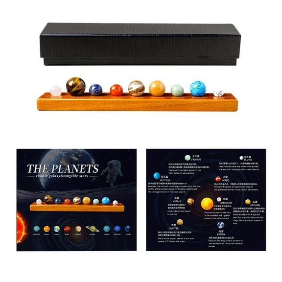 1 Set Natural Crystal 9 Planets Ball Solar Sun System Rock Quartz Beads Healing Energy Sphere Chakra Reiki Model Galaxy