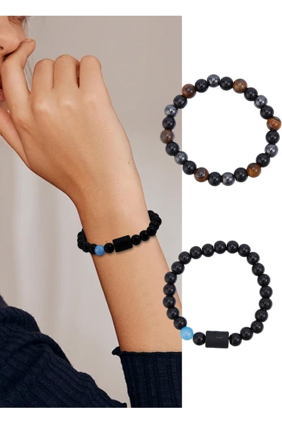 1 Set Natural Mixed Gemstone Stretch Bracelets Constellations Theme Bracelet Pisces Inner Diameter: 2-3/8 inch(6cm)
