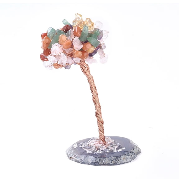1 Set Natural Quartz Tree Tumbled Stones Life Tree Lucky Money Tree Decoration Ornament