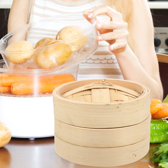 1 Set Natural Steamer Basket Chinese Steamers For Dim Sum Dumplings Bao Bun Rice