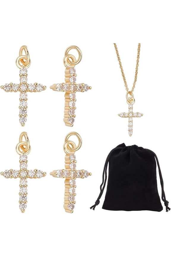 1 Set Necklace Making Kits Brass Micro Pave Clear Cubic Zirconia Pendants with Chain Necklaces 18.5x11.5x2.5mm Hole: 3mm