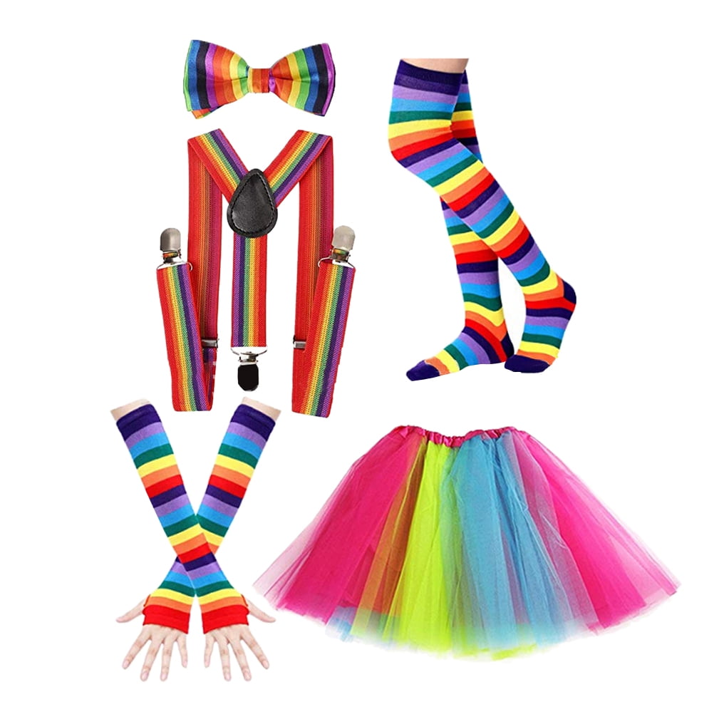 80s Costume Accessories for Women, 17Pcs 80s Retro Party Dress with Net  Yarn Skirt, Fanny Pack, Fingerless Fishnet Gloves, Necklace, Bracelet