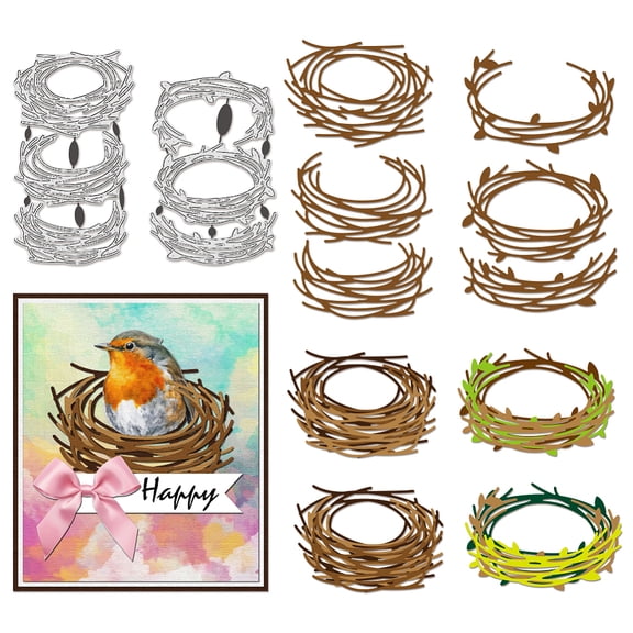 1 Set Nest Carbon Steel Cutting Dies Stencils for DIY Scrapbooking oto Album Decorative Embossing Paper Card Bird Nest 96~101x154~171x0.8mm 2pc/set