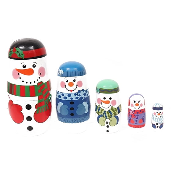 1 Set Nesting Doll Toys Christmas Snowman Ornaments Home Office Decoration