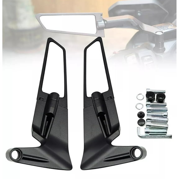 1-Set New Motorcycle Accessories Adjustable Modified Motorcycle Fixed Wind Wing Rearview Mirrors Wind Wing Mirror Spoiler Reflective Mirror