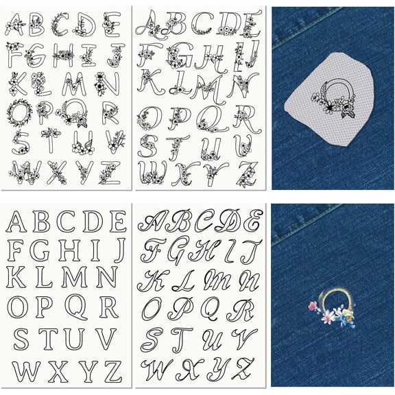 1 Set Non-Woven Water Soluble Embroidery Patterns Wash Away Embroidery Stabilizer Stick and Stitch Embroidery Paper Letter 297x210mmm 4pcs/set for DIY