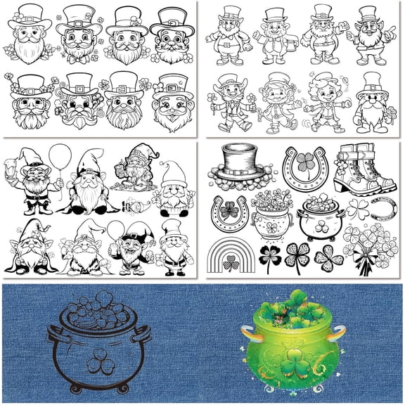 1 Set Non-Woven Water Soluble Embroidery Patterns Wash Away Stabilizer Stick and Stitch Embroidery Paper Gnome 297x210mmm 4pcs/set for Handmade