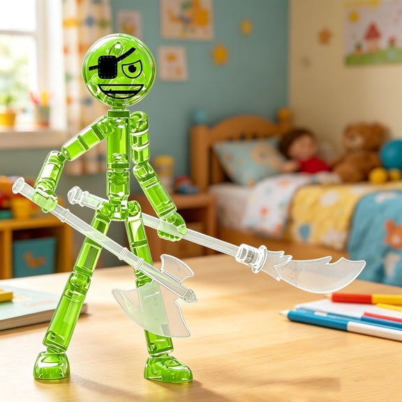 1 Set Novelty Action Figure Stickman, Luminous Multi Joint Movable Stick Figure Toy, Assembled Robot Movable Action Figure, DIY Assembled Action Figure
