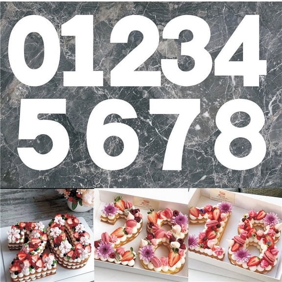 1 Set Number Cake Molds and Stencils 0-8 Flat Plastic Baking Models for Decorating Cakes and Desserts