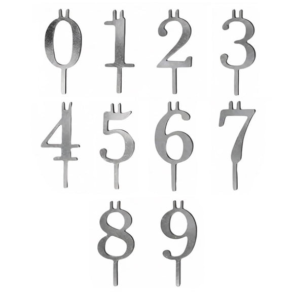 1 Set Number Candle Holder Set, Reusable Number Candles for Birthday Cakes, 0-9 Cake Numeral Candles Number, Silver Cake Topper Decorations for Birthday,Wedding Anniversary, Party Celebration