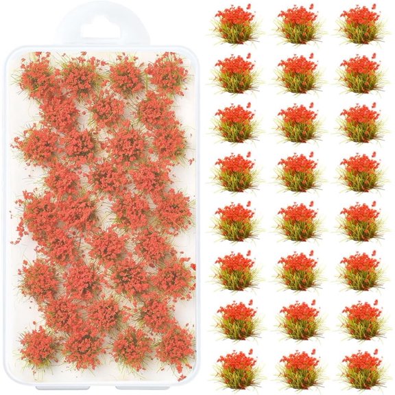 1 Set Nylon Mini Grass Tufts Artificial Grass Model for DIY Sand Table Materials Red 11~16mm
