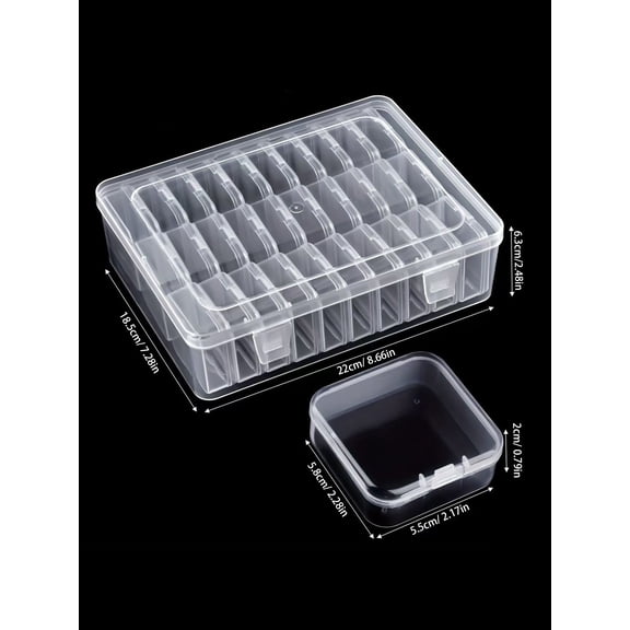 1 Set Of 30pcs Transparent Plastic Storage Box Mini Small Grid With Lid Square Jewelry Pearls And Miscellaneous Items Separated
