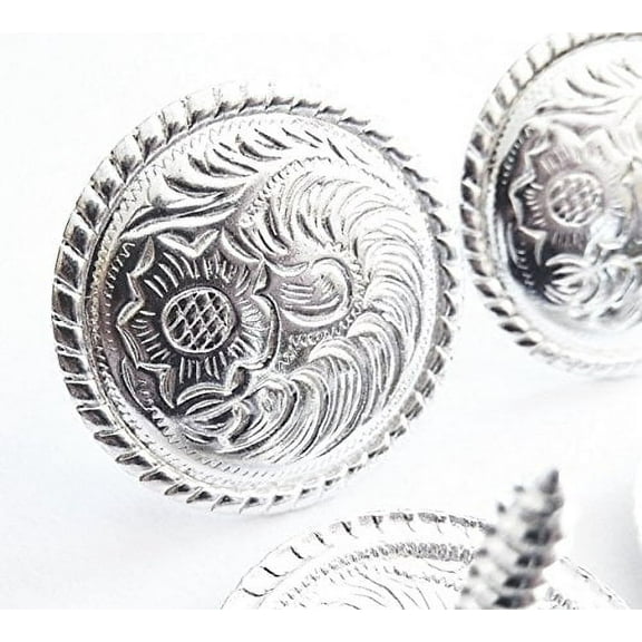 1 " Set Of 4 Western Saddle Bright Engraved Concho Screw Back