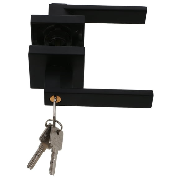 Aluminum Door Lever with Keyed Lock for Bedroom or Bathroom Black Finish 1 Set Heavy Duty Matte