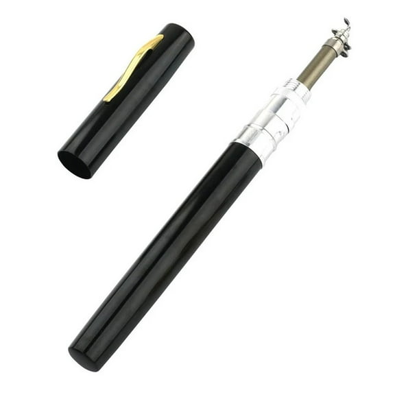 1 Set Of Telescopic Pocket Fishing Rods Pen Style Small Ultra-Short Fishing Rods Black