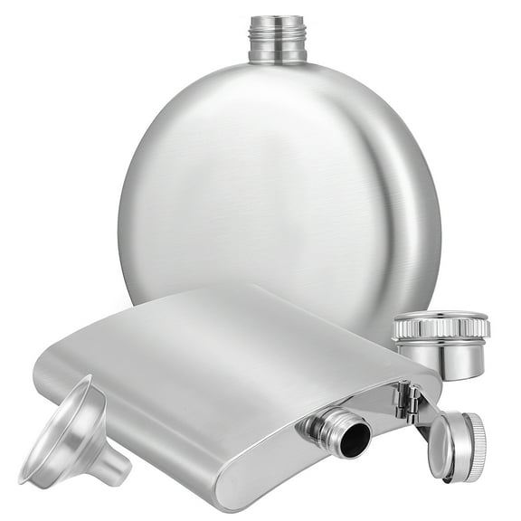 1 Set Outdoor Wine Bottle Stainless Steel Liquor Flask Hip Flask with Funnel Set