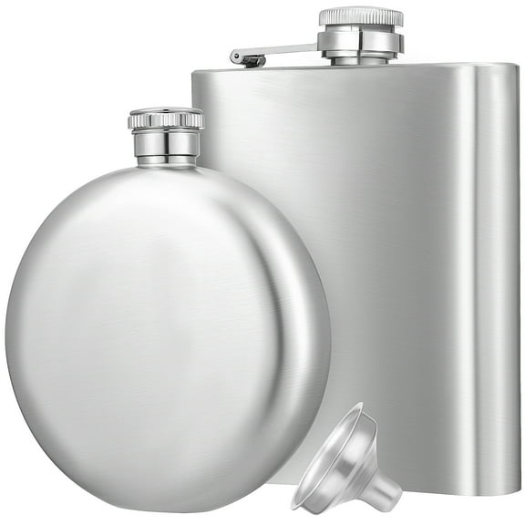 SEWOART 1Set Stainless Steel Hip Flask Set with Funnel for Outdoor Camping Hiking and Fishing