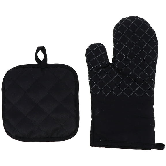 1 Set Oven Mitts and Pot Holder Heat Resistant Oven Mittens for Kitchen