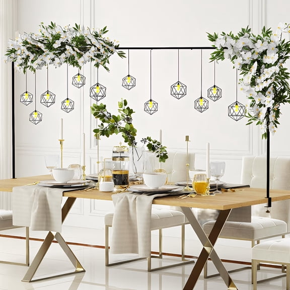 1 Set Over the Table Rod Stand with Clamps, Adjustable Metal Arch, Black, 13"-42" Tall 29"-98" Long, for Party Wedding Decoration