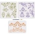 thumbnail image 1 of 1 Set PET Hollow Out Drawing Painting Stencils for DIY Scrapbook Photo Album with 1Pc Art Paint Brushes Flower 210~300x297~300mm 3pcs/set, 1 of 8