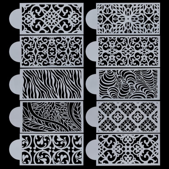 1 Set PET Hollow Out Drawing Painting Stencils for DIY Scrapbooking Arch Shape Floral Pattern 262x112x0.5mm 10pcs/set art