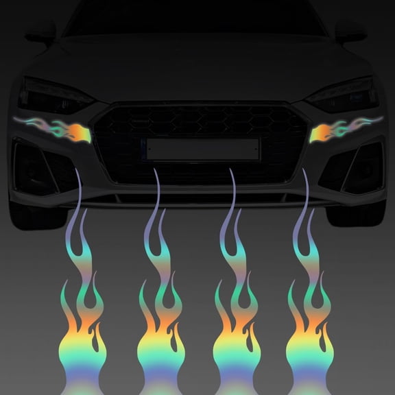 1 Set PET Picture Car Stickers Flame Colorful 295x69x0.2mm