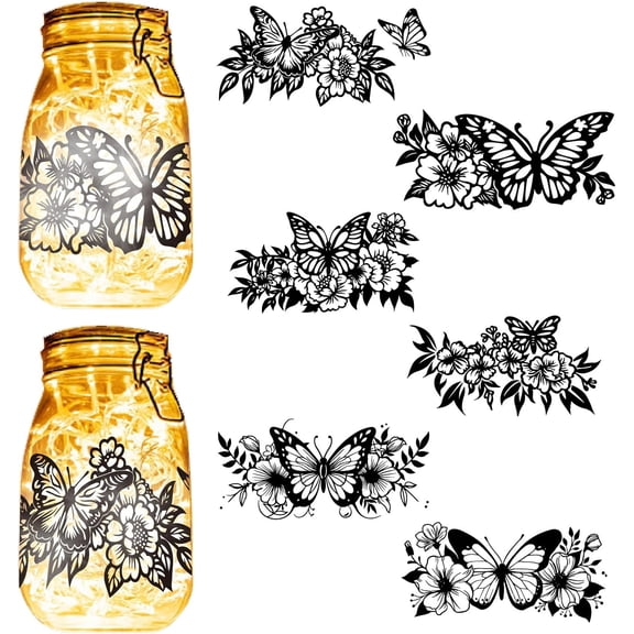 1 Set PVC Lamp Film for DIY Colorful Light Butterfly Hanging Lamp Frosted Glass Jar 200x90mm 6pcs/set