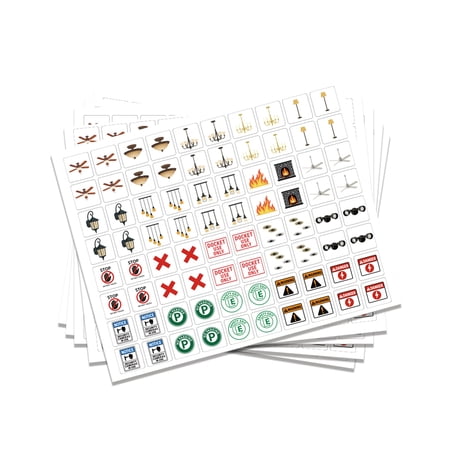 1 Set PVC Self-Adhesive Stickers Writable Label Stickers Rectangle Symbol 175x220mm 80pcs/sheet 5sheets/set