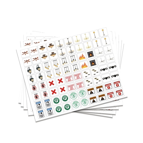 1 Set PVC Self-Adhesive Stickers Writable Label Stickers Rectangle Symbol 175x220mm 80pcs/sheet 5sheets/set