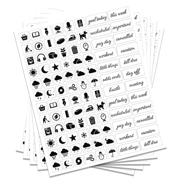 1 Set PVC Self-Adhesive Stickers Writable Label Stickers Rectangle Symbol 220x175mm 120pcs/sheet 5sheets/set