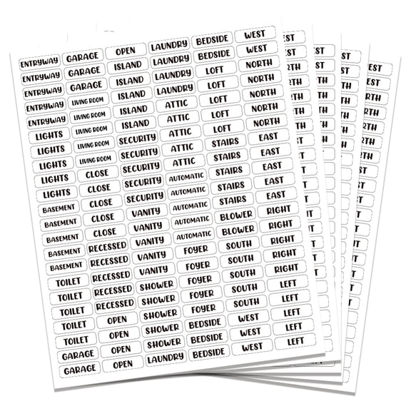 1 Set PVC Self-Adhesive Stickers Writable Label Stickers Rectangle Word 175x220mm 132pcs/sheet 5sheets/set