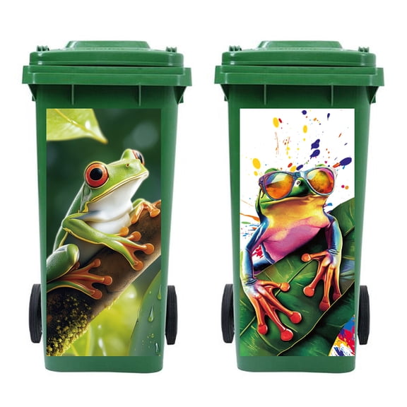 1 Set PVC Stickers Self-adhesive Decorative Stickers Decals for Trash Decoration Frog 82x38mm 2pcs/set