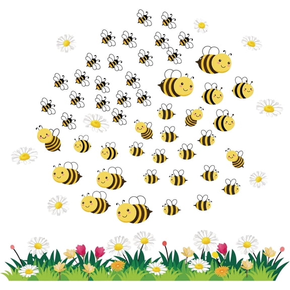1 Set PVC Wall Stickers Wall Decoration Bees Pattern 1160x390mm 2 sheets/set