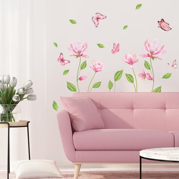 1 Set PVC Wall Stickers Wall Decoration Flower 980x390mm 2 sheets/set