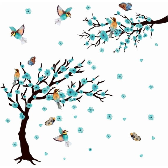 1 Set PVC Wall Stickers Wall Decoration Plum Blossom Pattern 1180x390mm 3 sheets/set for Handmade